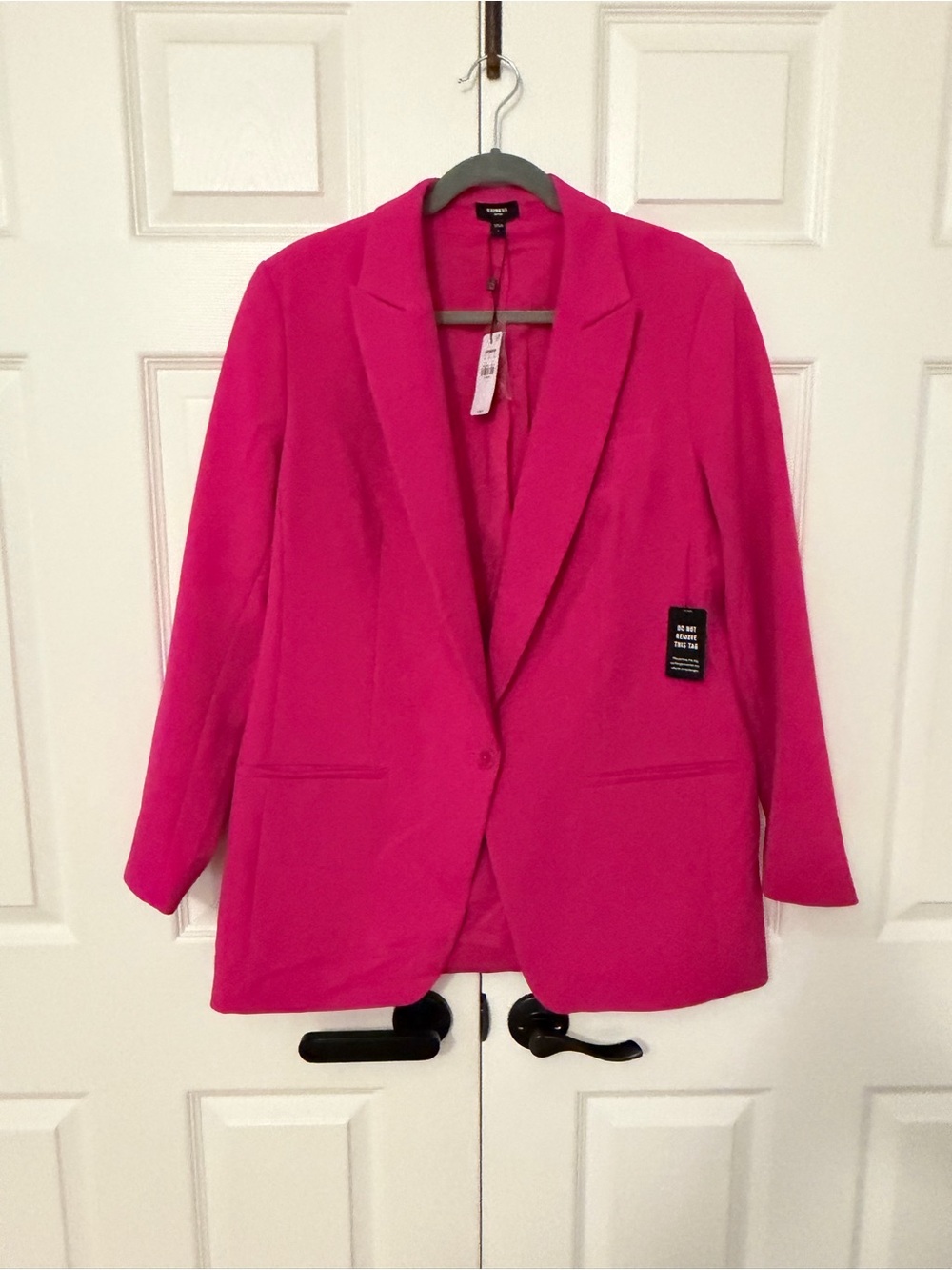NWT Express Editor Fuchsia Pink Blazer & Wide Leg Trouser Suit Set L / 14R - Picture 2 of 8